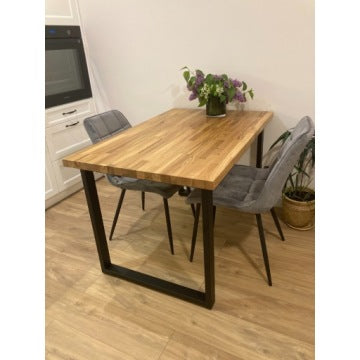 Nowoczesny stół loftowy 120 x 80 cm z dębowym blatem