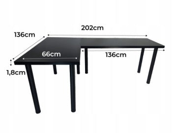 Czarne narożne biurko gamingowe DAMING 202 x 66 cm