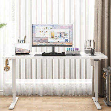 Białe biurko elektrycznie podnoszone 120 cm, 72–118 cm