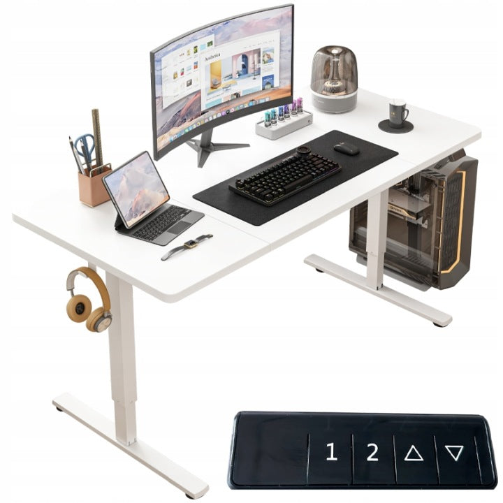 Białe biurko elektrycznie podnoszone 120 cm, 72–118 cm