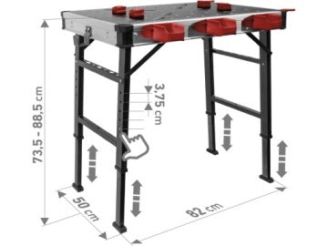 Regulowany stół warsztatowy Fortum 85 x 50 cm, nośność 450 kg